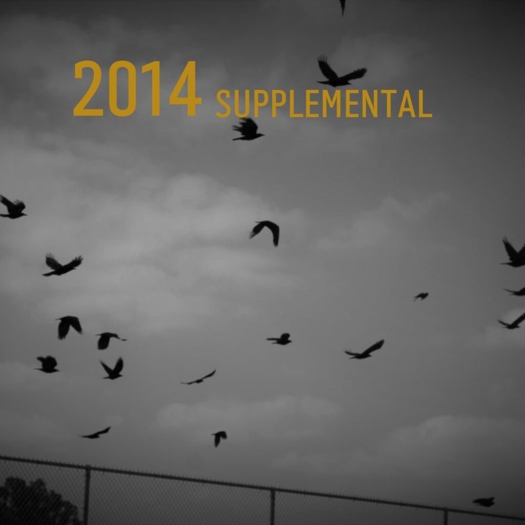 Image of a near 20 crows flying above a fence, with the words "2014 supplemental" displayed at the top.